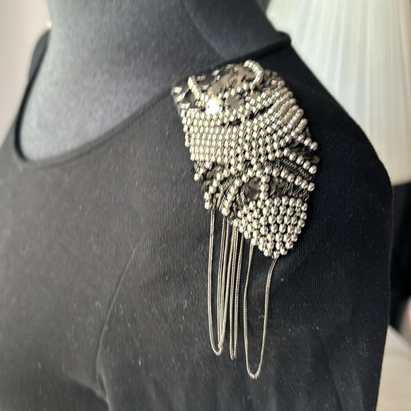 TEENFLO BLACK DRESS WITH EPAULET BEADING TRIM - Picture 8 of 15